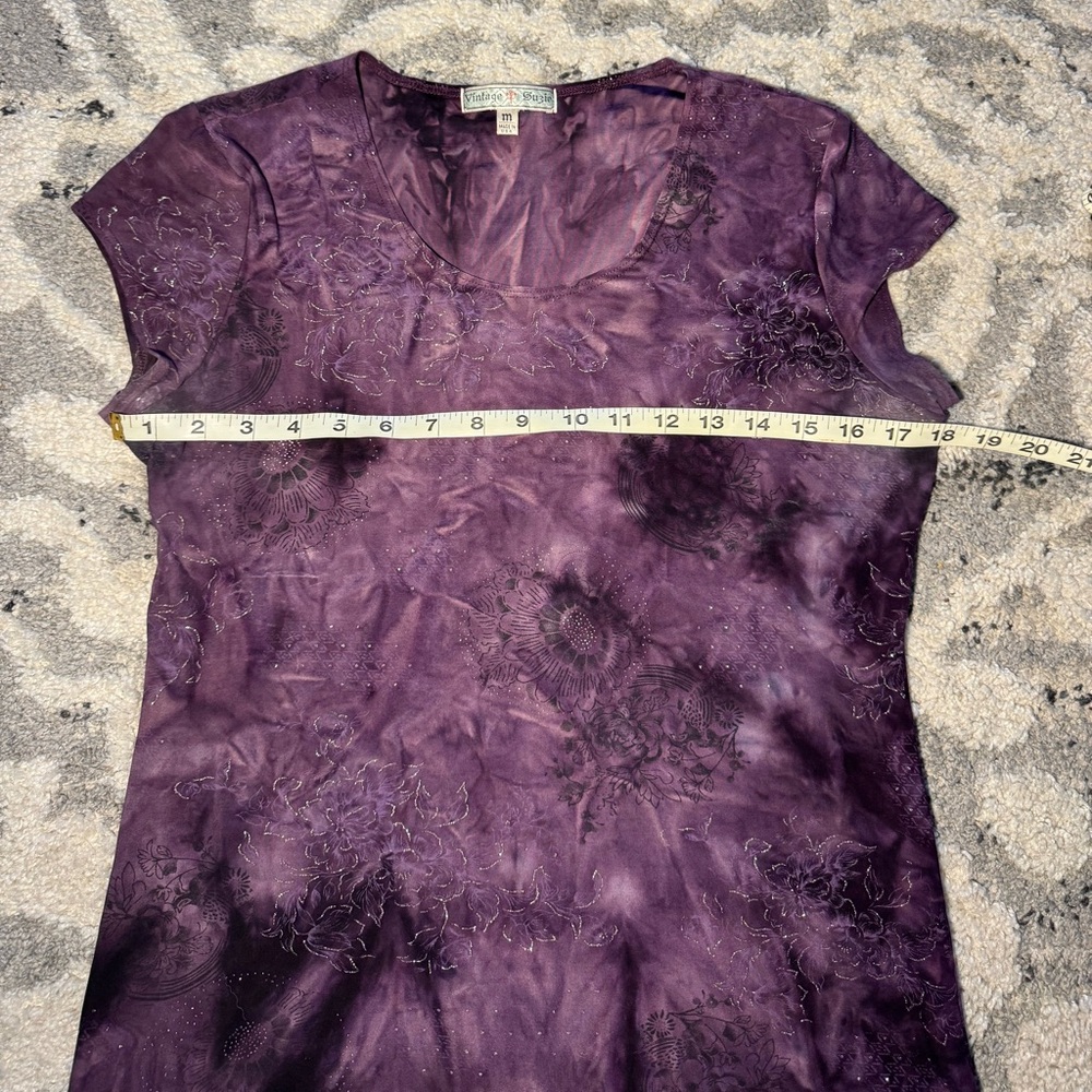 Grunge Sparkle Flowers Tie Dye Short Sleeve Top⭐️ - Picture 3 of 5